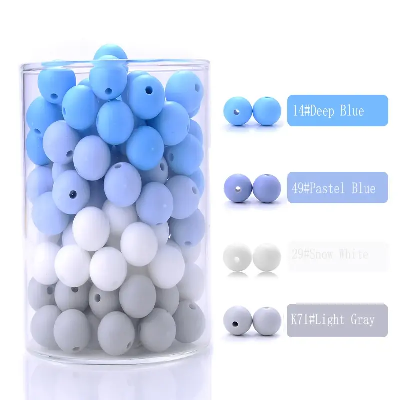 100pcs 12mm Silicone Beads Baby Teething Beads Pacifier Chain Teething Toy BPA Free Chewable Beads Teether DIY Accessories