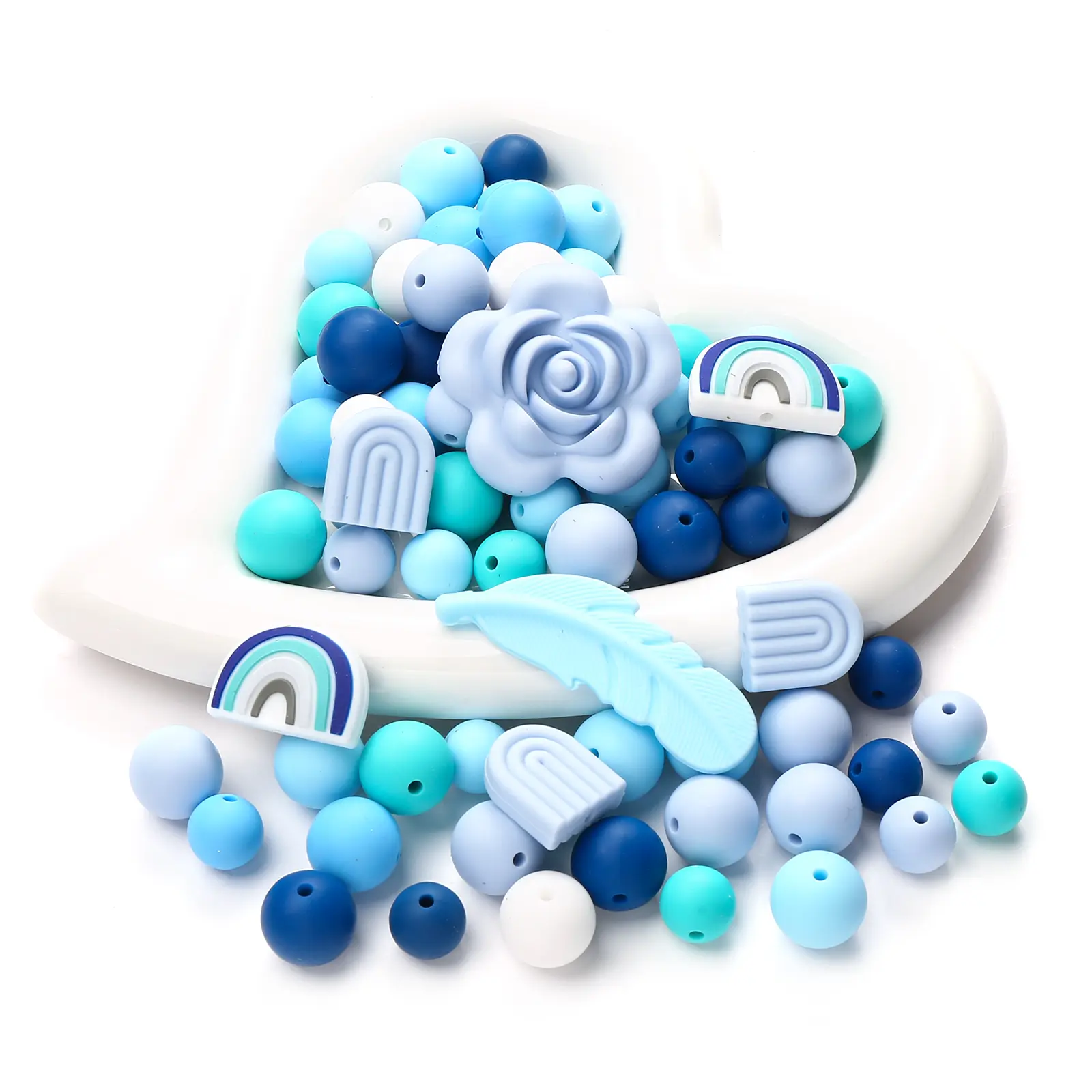 104Pcs Cute And Sweet Silicone Bead Set Food Grade Newborn DIY Pacifier Chain Necklace Accessories Baby Chew Teething Toy
