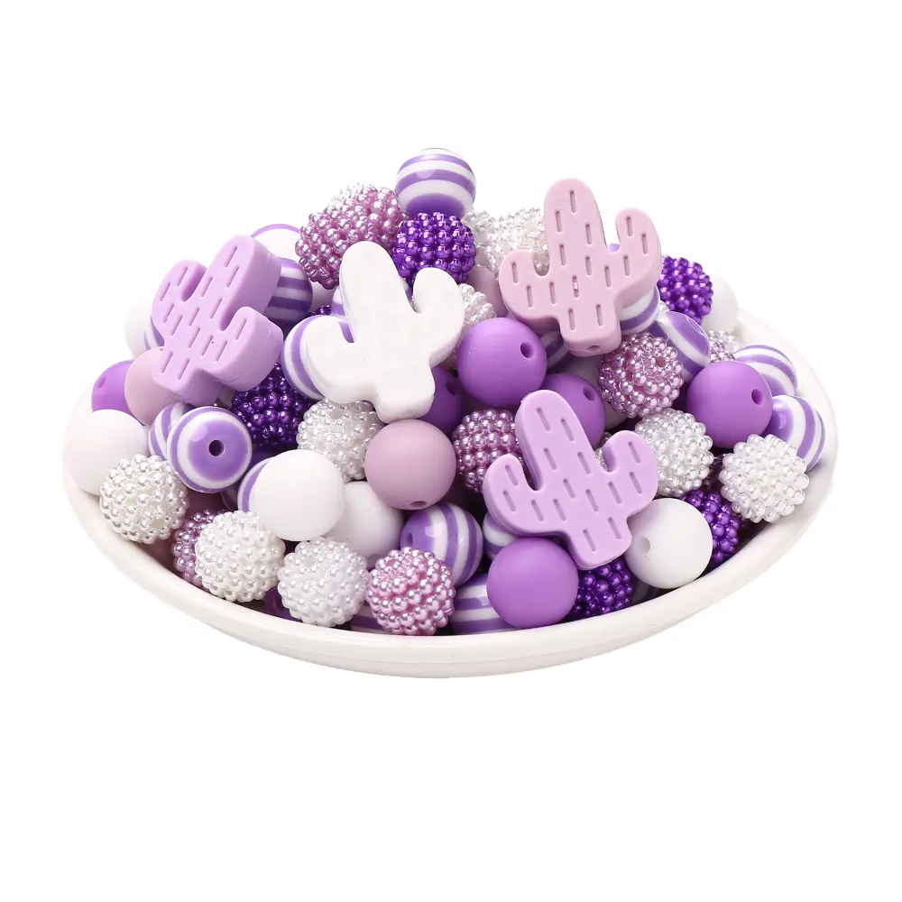 76Pcs  12mm Silicone Round Food Grade Beads Cactus Focal Beadsfor DIY Baby Teether Soother Nipple Chain Chew Toy Dummy Clips