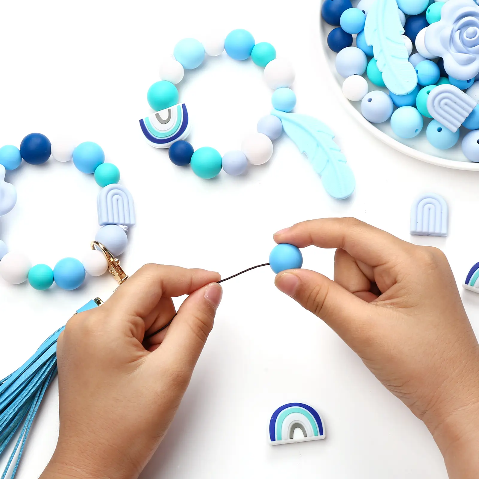 104Pcs Cute And Sweet Silicone Bead Set Food Grade Newborn DIY Pacifier Chain Necklace Accessories Baby Chew Teething Toy