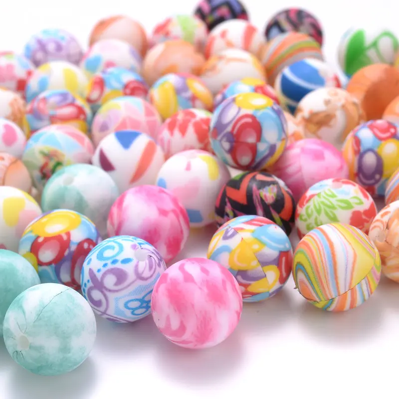 15mm 10Pcs Colorful Round Silicone Bead Food Grade Teether Teething Chew Bead For Jewelry Making DIY Baby Nursing Pacifier Chain