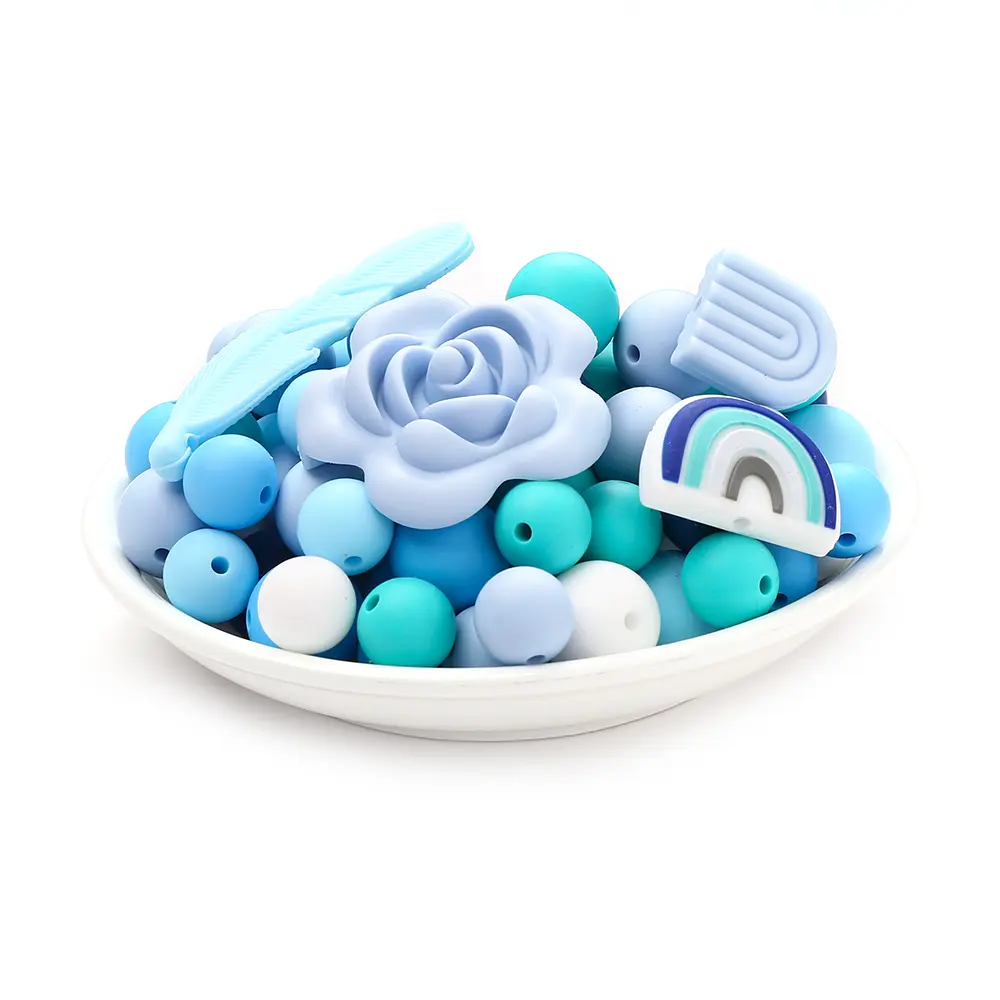 104Pcs Cute And Sweet Silicone Bead Set Food Grade Newborn DIY Pacifier Chain Necklace Accessories Baby Chew Teething Toy