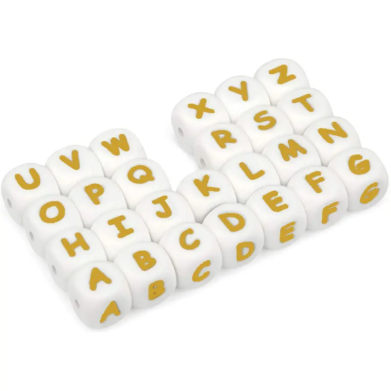 26/52Pcs 12mm Silicone Letters Beads English Alphabet Baby Teether For Personalized Name Pacifier Chain Clip Toys Accessories