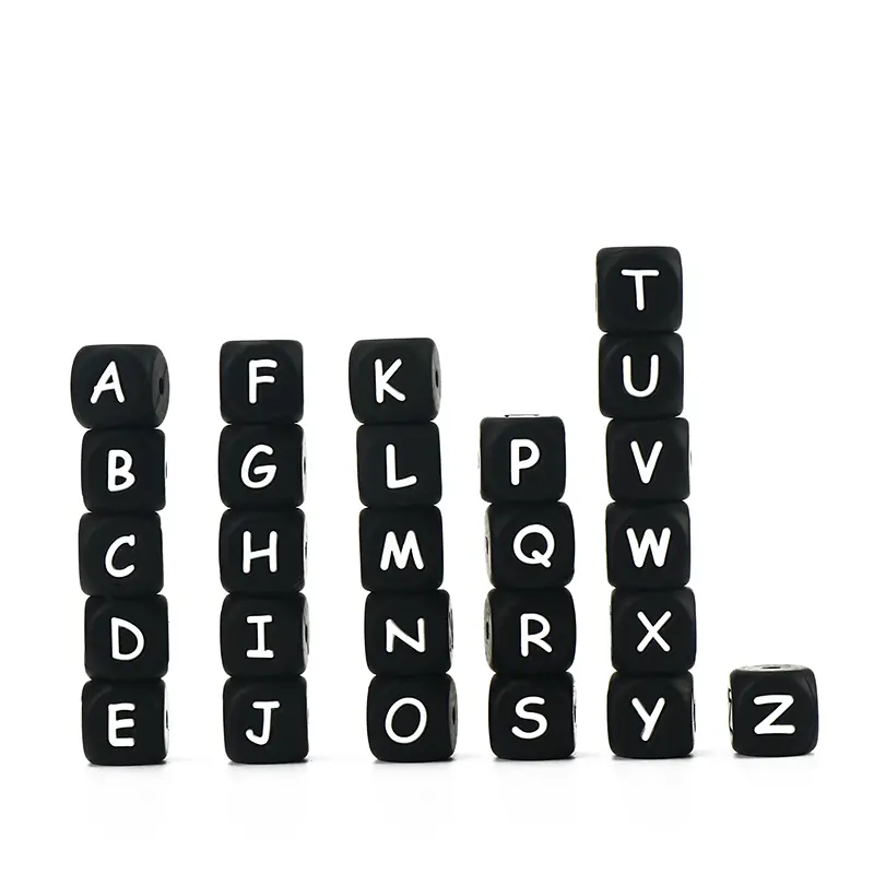 26/52Pcs 12mm Silicone Letters Beads English Alphabet Baby Teether For Personalized Name Pacifier Chain Clip Toys Accessories
