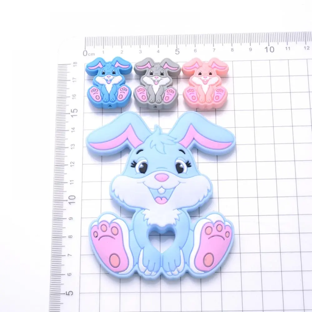 New Silicone Teether Beads Pacifier Clips Rabbit Shape Personalized Nipple Holder Baby Food Grade Teething Toys Accessories