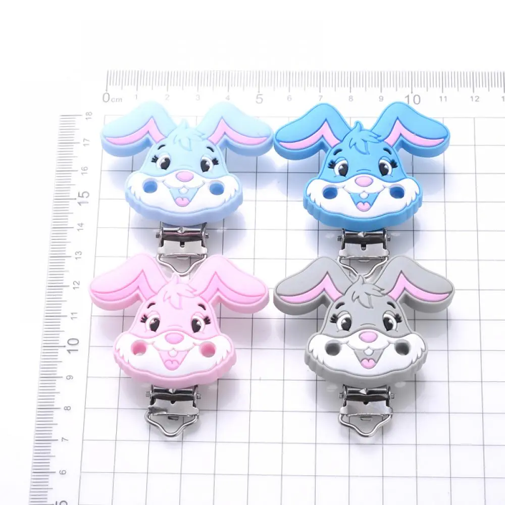New Silicone Teether Beads Pacifier Clips Rabbit Shape Personalized Nipple Holder Baby Food Grade Teething Toys Accessories