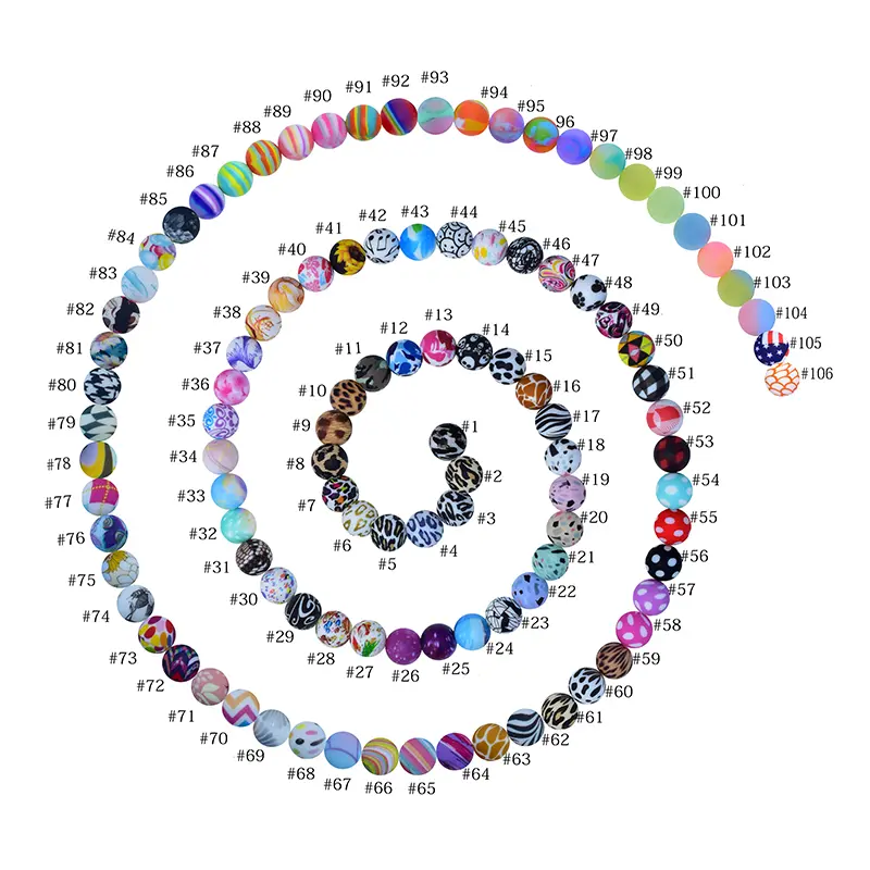 10Pcs 15mm Food Grade Silicone Round Beads Cartoon Teether Beads Infant Nursing Teething Toys DIY Baby Pacifier Chain Necklaces