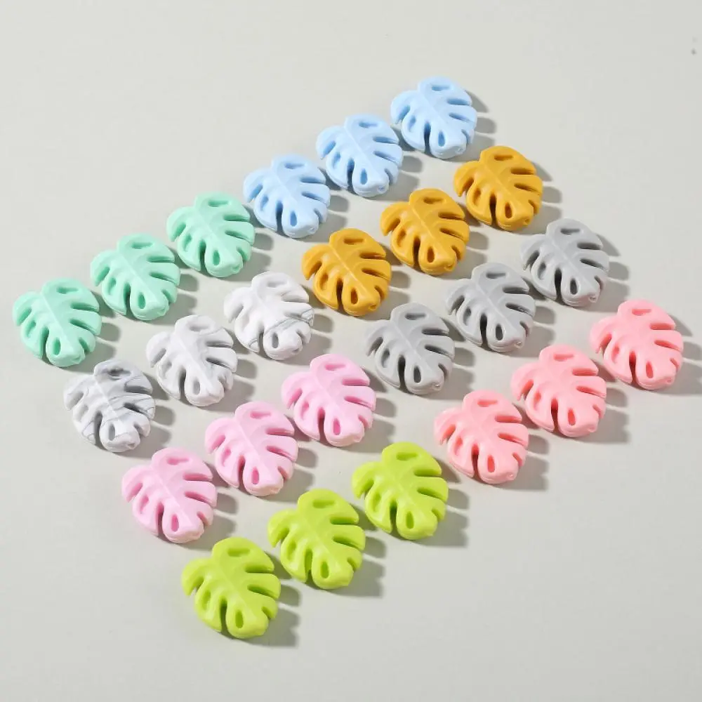 10Pcs 20x23mm Cartoon Leaf Shape Silicone Beads BPA Free Teether Beads For Jewelry Making DIY Care Baby Pacifier Chain Bracelet