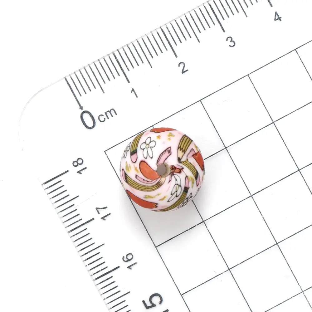 50Pcs Silicone Printed Beads Sunflower Print Design Beads Baby Teether ChewableTeething Bead for Handmade Pacifier Chain