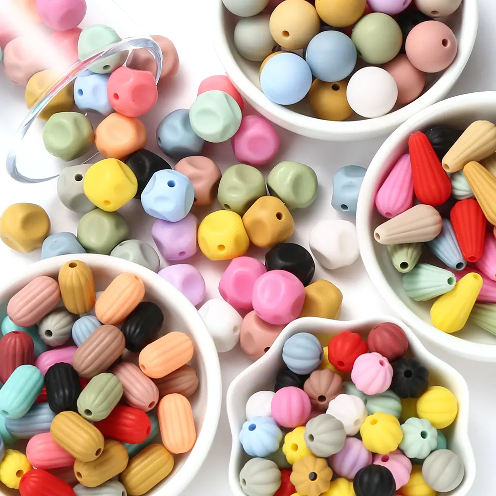 60Pcs 15mm Lantern Round Shape Silicone Teething Beads Baby Teether For DIY Nursing Necklace Food Grade Chew Beads Accessories