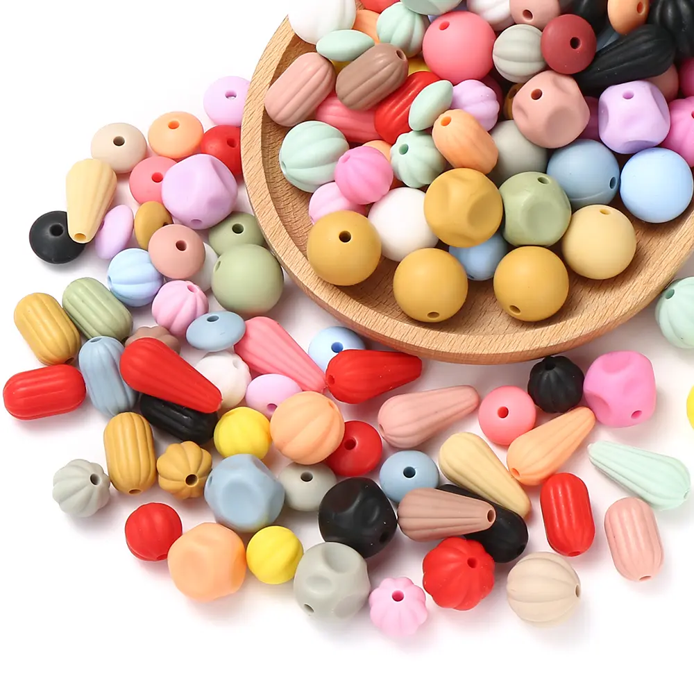 60Pcs 15mm Lantern Round Shape Silicone Teething Beads Baby Teether For DIY Nursing Necklace Food Grade Chew Beads Accessories