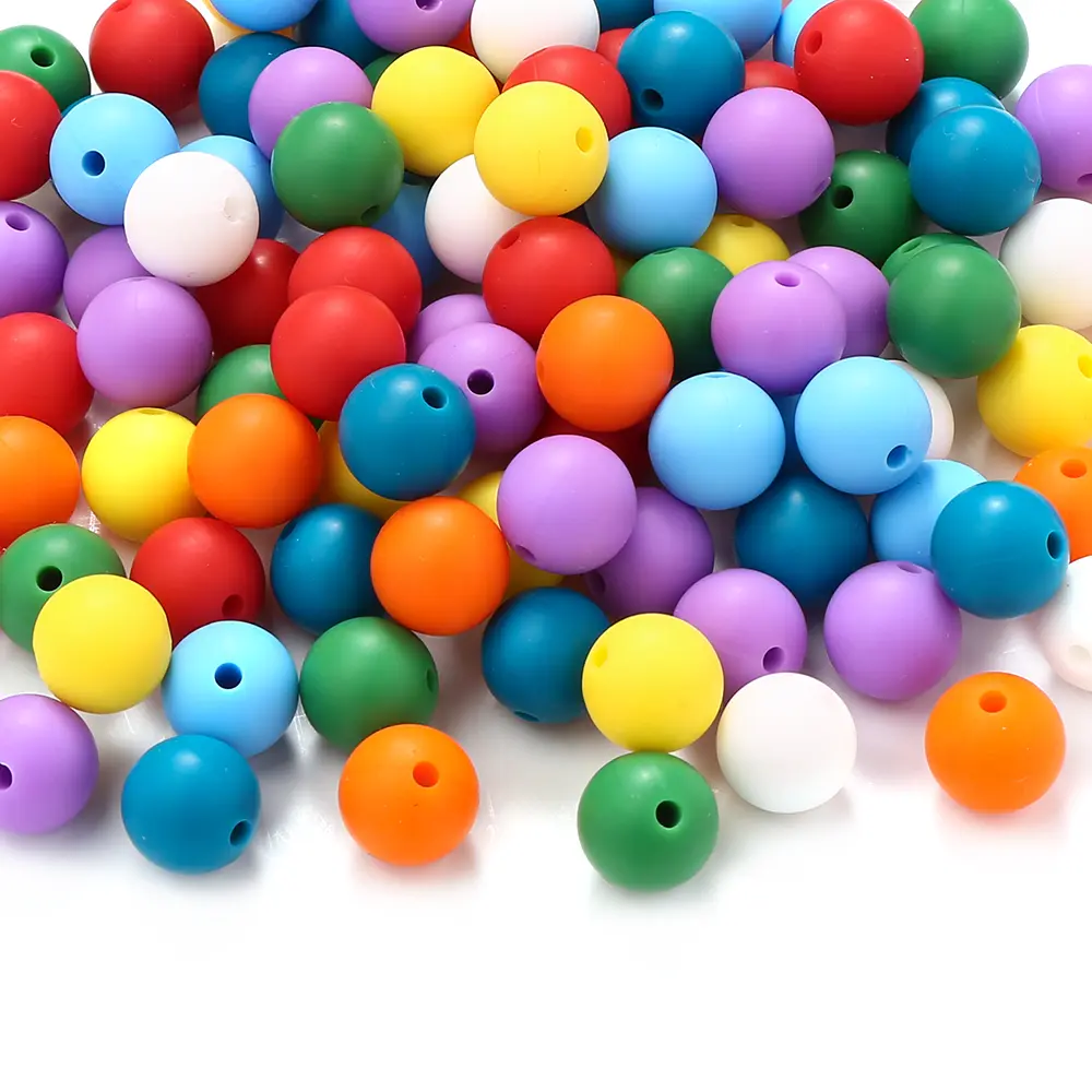80Pcs Rainbow Colours Silicone Beads Baby Food Grade Teether Beads for DIY Eco-friendly Pacifier Clips Chain Beacelet