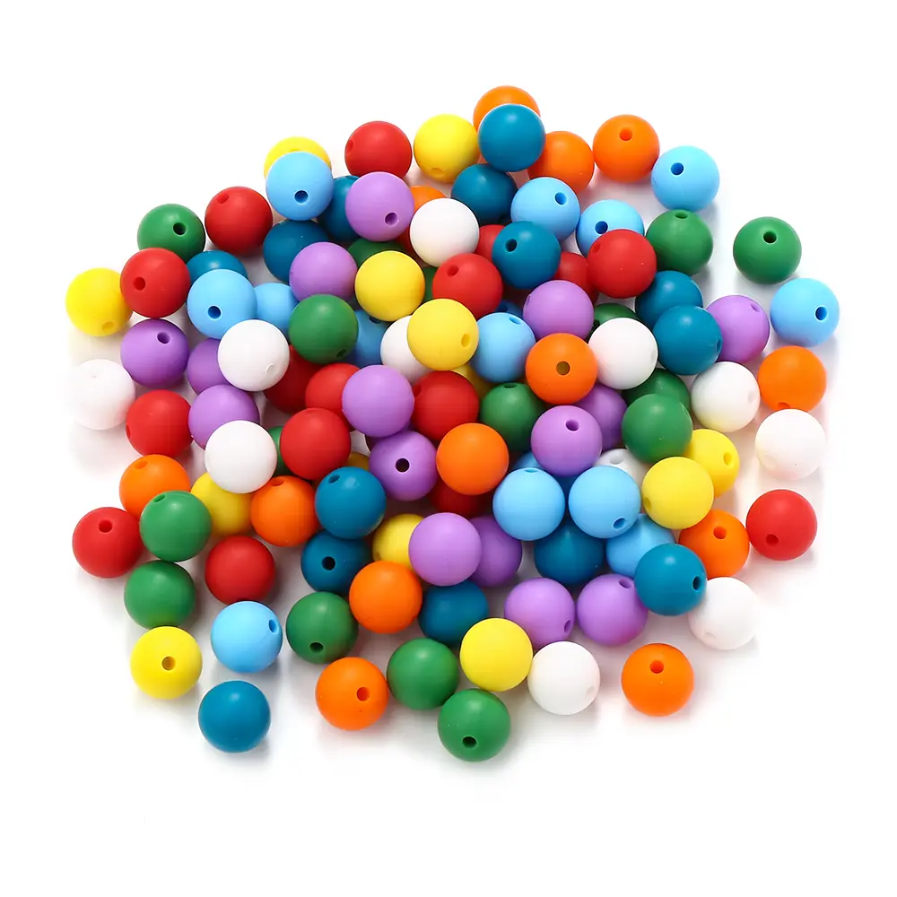 80Pcs Rainbow Colours Silicone Beads Baby Food Grade Teether Beads for DIY Eco-friendly Pacifier Clips Chain Beacelet