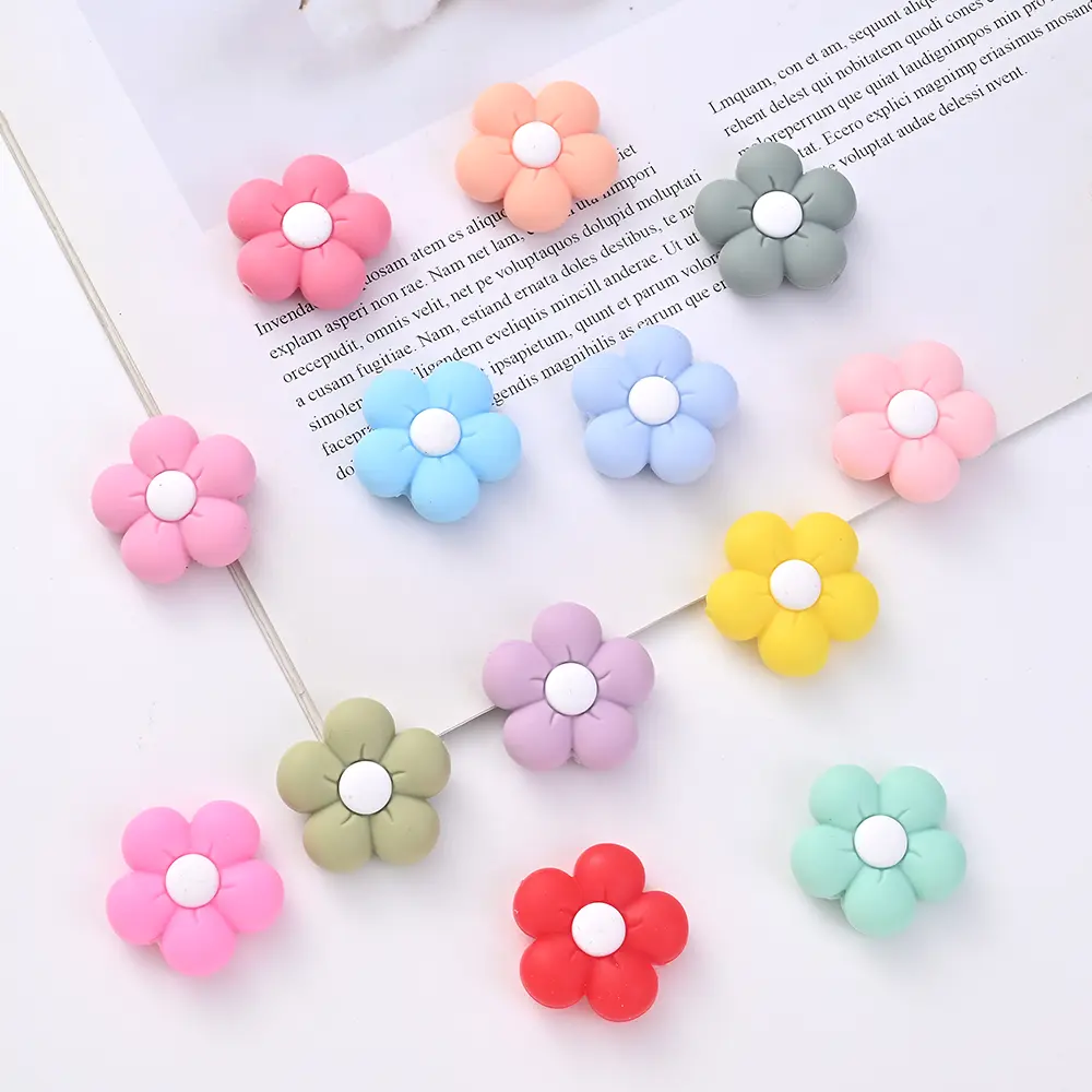 10Pcs Baby Silicone Beads Flower Teether Beads For Making Baby Teether Chewable Beads Food Grade DIY Pacifier Chain Accessories
