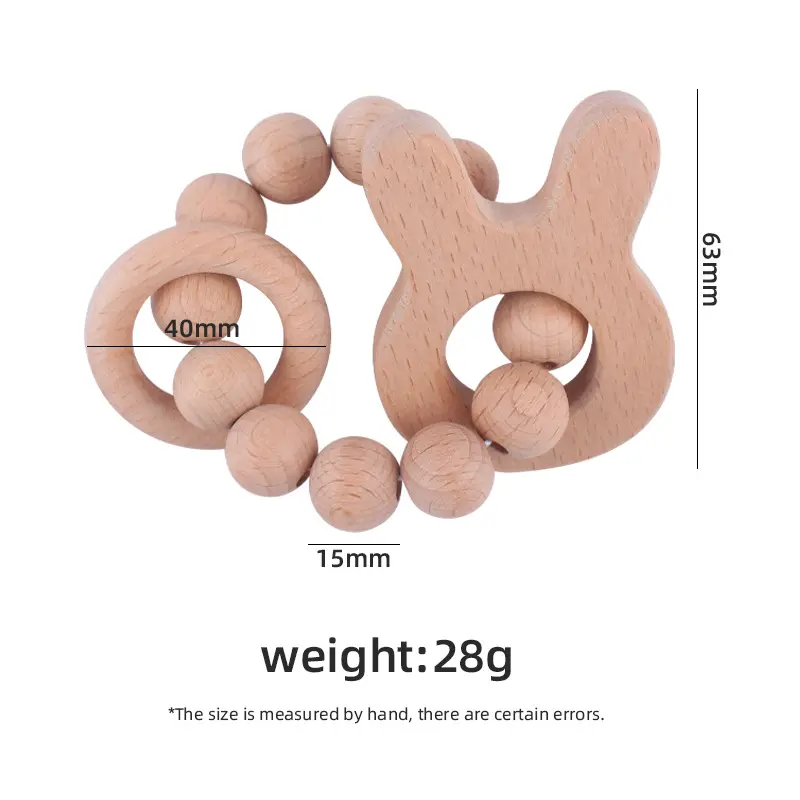 1Pcs 12 Style Baby Wooden Animal Hanging Toys Beech Wood Teether Bracelet Rattle Toys For Kids Teething Accessoories BPA Free