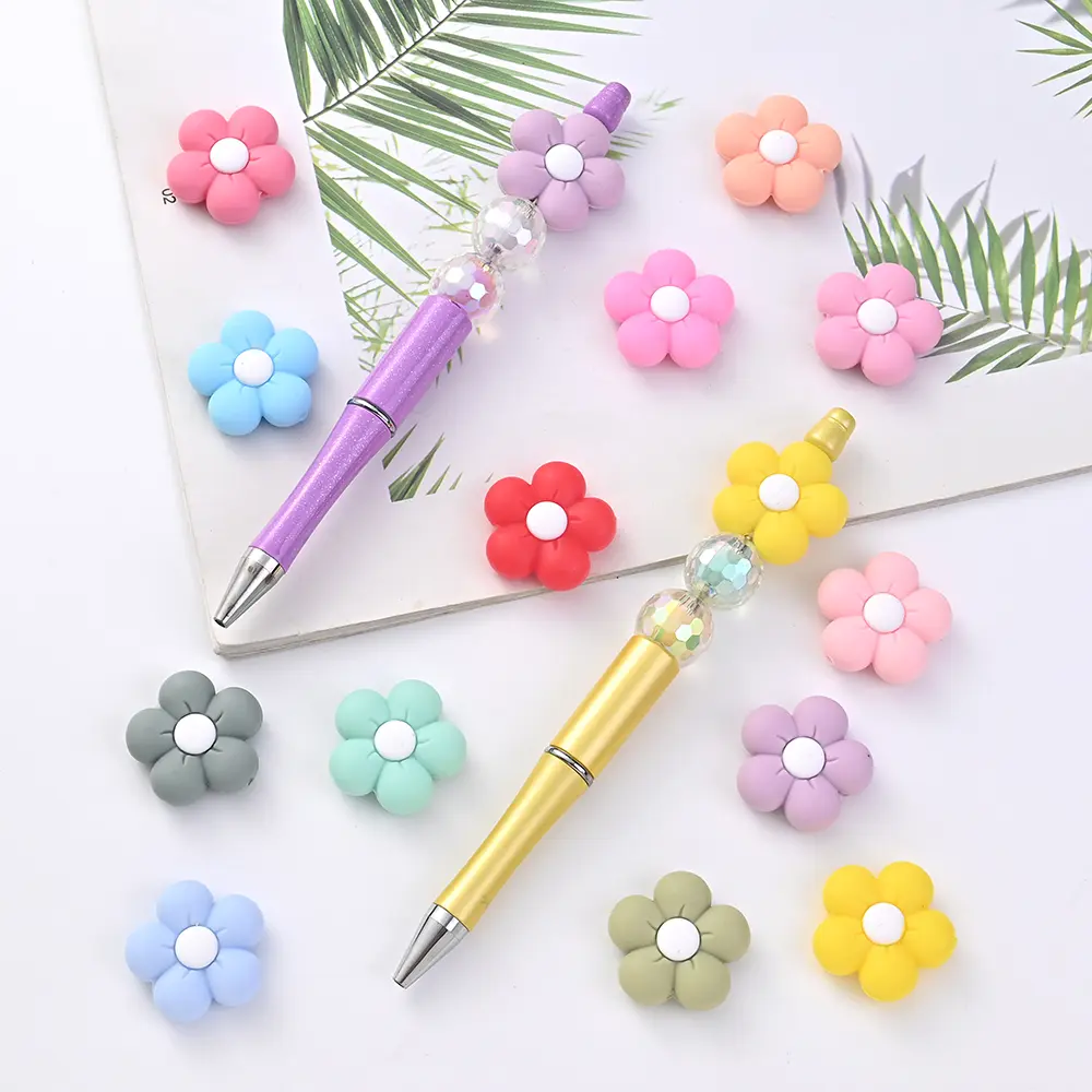 10Pcs Baby Silicone Beads Flower Teether Beads For Making Baby Teether Chewable Beads Food Grade DIY Pacifier Chain Accessories