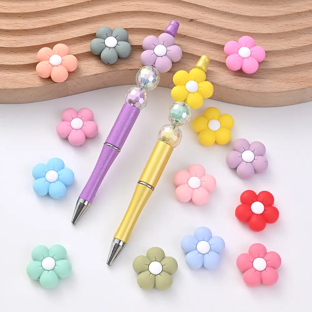 10Pcs Baby Silicone Beads Flower Teether Beads For Making Baby Teether Chewable Beads Food Grade DIY Pacifier Chain Accessories