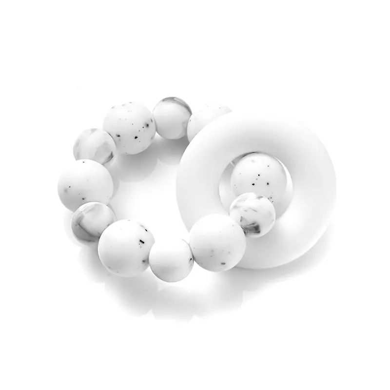 Baby Silicone Teether Ring Pendant Food Grade Silicone Round Beads Bracelet Rattle Toys For Baby Teething Safe Care Chew Toys