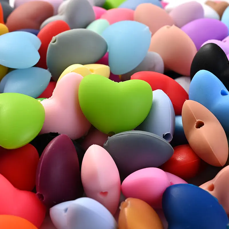 10Pcs Heart Silicone Beads 12x20mm Food Grade Baby Teether Chewing Bead For Jewelry Making DIY Teething Pacifier Chain Baby Prod