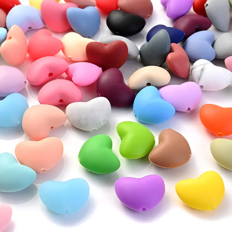 10Pcs Heart Silicone Beads 12x20mm Food Grade Baby Teether Chewing Bead For Jewelry Making DIY Teething Pacifier Chain Baby Prod