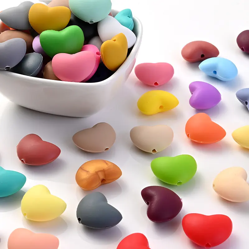 10Pcs Heart Silicone Beads 12x20mm Food Grade Baby Teether Chewing Bead For Jewelry Making DIY Teething Pacifier Chain Baby Prod