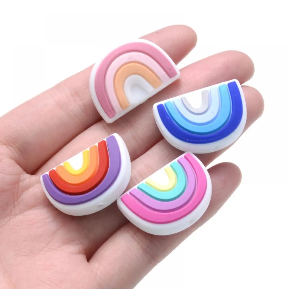 Rainbow Series Silicone Beads Pacifier Clips Food Grade Teether DIY Pacifier Chain For Baby Jewelry Making Necklace Accessories