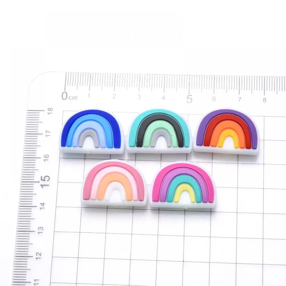 Rainbow Series Silicone Beads Pacifier Clips Food Grade Teether DIY Pacifier Chain For Baby Jewelry Making Necklace Accessories