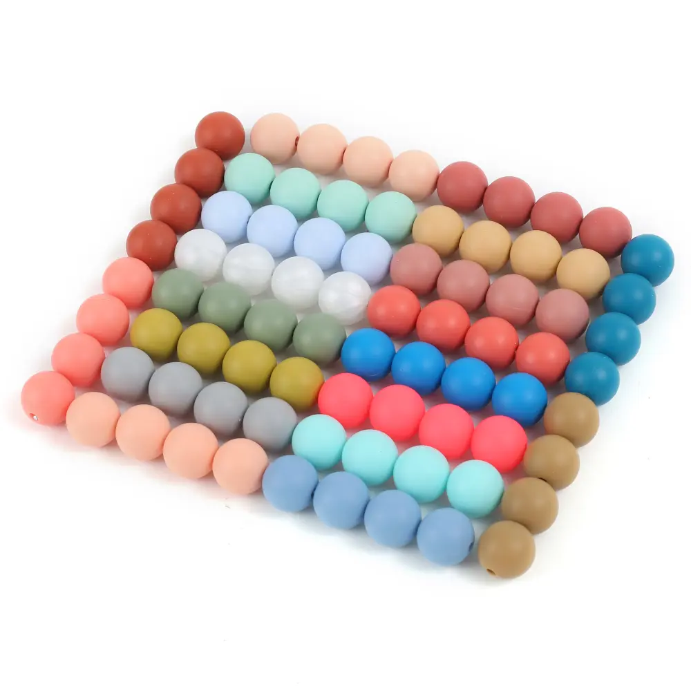 50Pcs Silicone Beads Bottled 12mm Mixed Color Round Spaced Beads For Nursing Jewelry Making DIY Necklace Bracelet Pacifier Clip