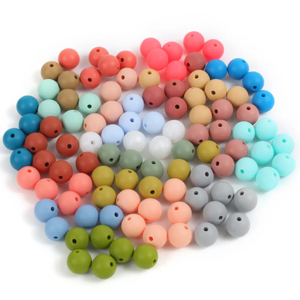50Pcs Silicone Beads Bottled 12mm Mixed Color Round Spaced Beads For Nursing Jewelry Making DIY Necklace Bracelet Pacifier Clip