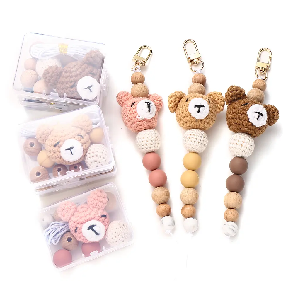 New Cartoon Animal Shape Wood Beads Round Beads Set For Jewelry Making DIY Craft Bracelet Necklace Pacifier Chain Accessories