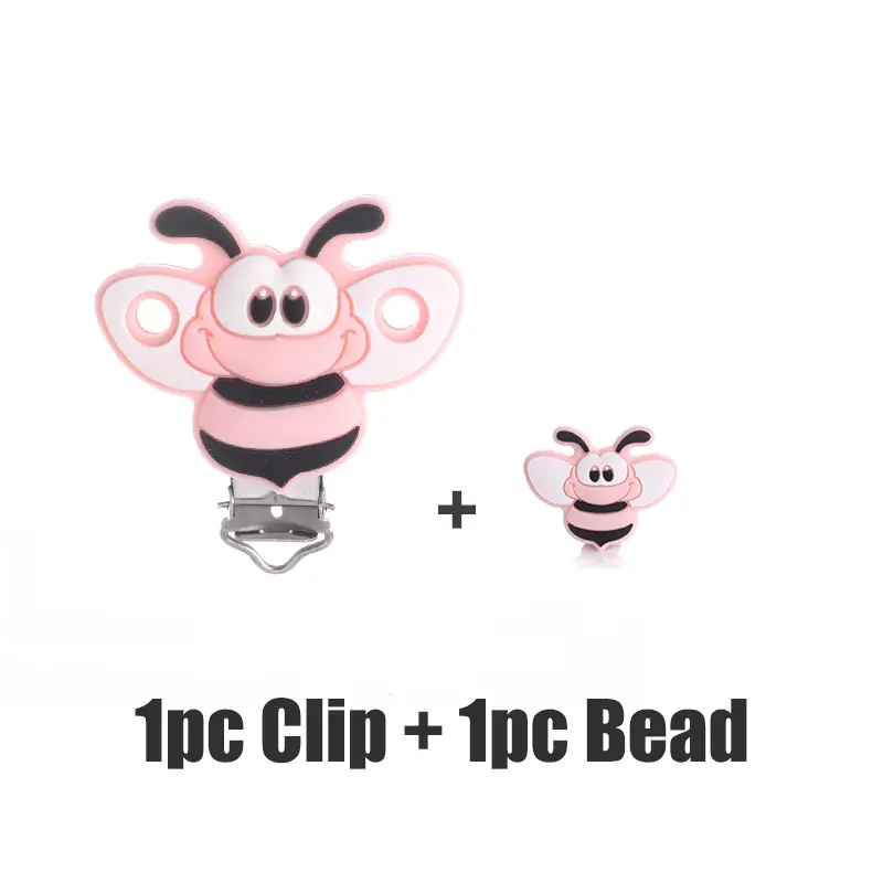 2Pcs Cartoon Butterfly Leaf Shape Silicone Beads Silicone Clips Set Food Grade BPA Free DIY Teether Pacifier Chain Accessories