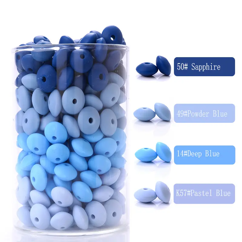 50pcs 12mm Baby Silicone Beads Lentil Beads Food Grade Pacifier Clip Necklace Teether children's Toys products Accessories