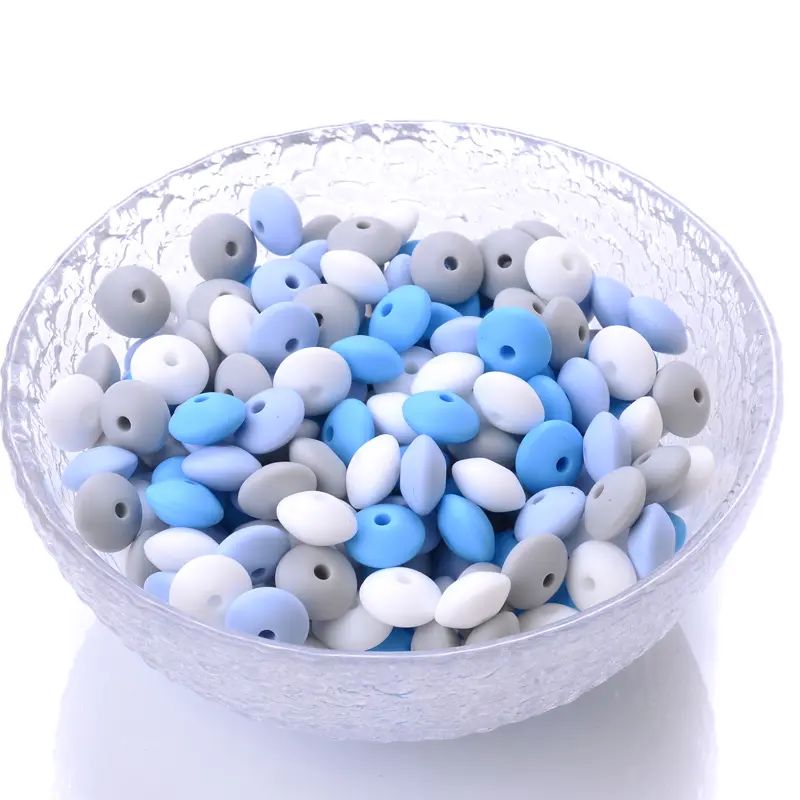 50pcs 12mm Baby Silicone Beads Lentil Beads Food Grade Pacifier Clip Necklace Teether children's Toys products Accessories