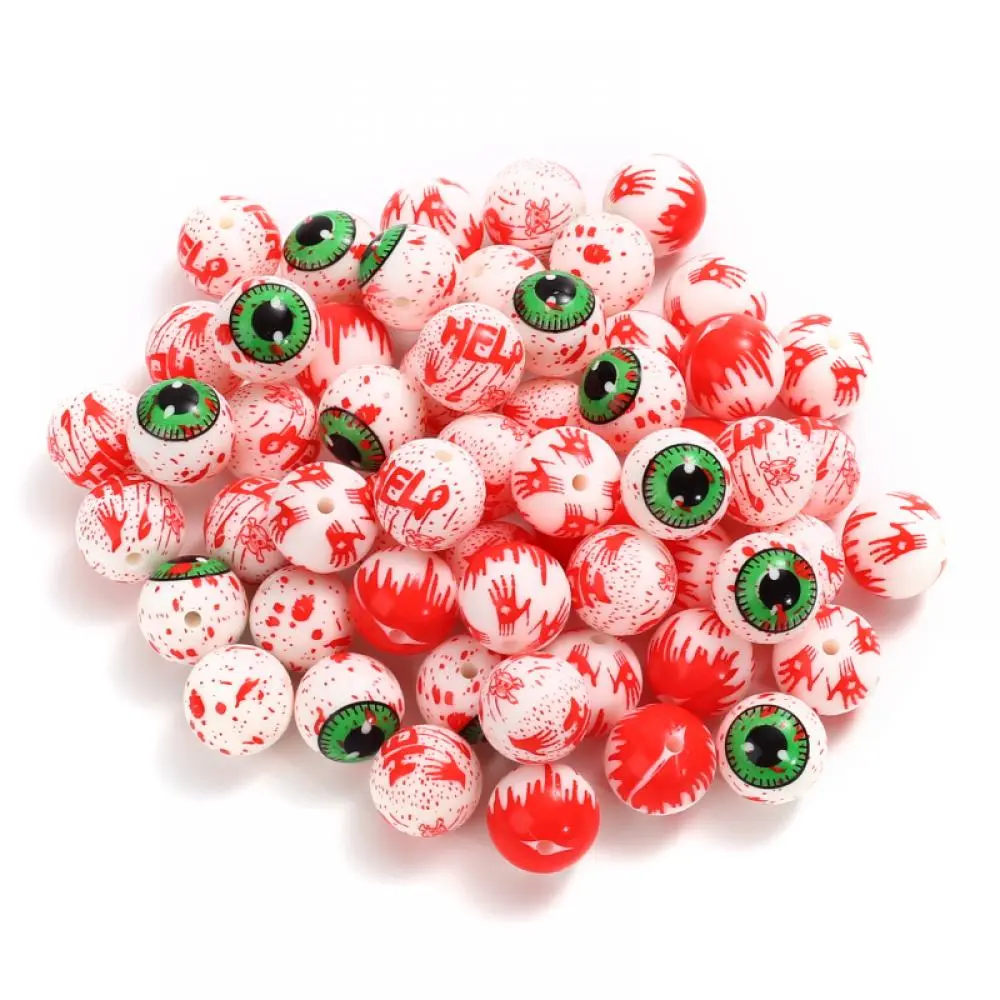 10Pc 15mm Print Eyes Letter Teether Beads Food Grade Round Silicone Beads For Jewelry Making DIY Nursing Pacifier Chain Necklace