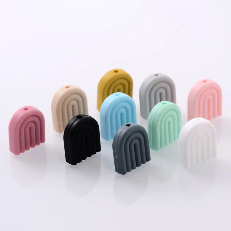 10Pcs/Lot Baby Silicone Beads 17x20mm Rainbow Food Grade Teether Beads for Bbay DIY Pacifier Chain Accessories Teething Toys
