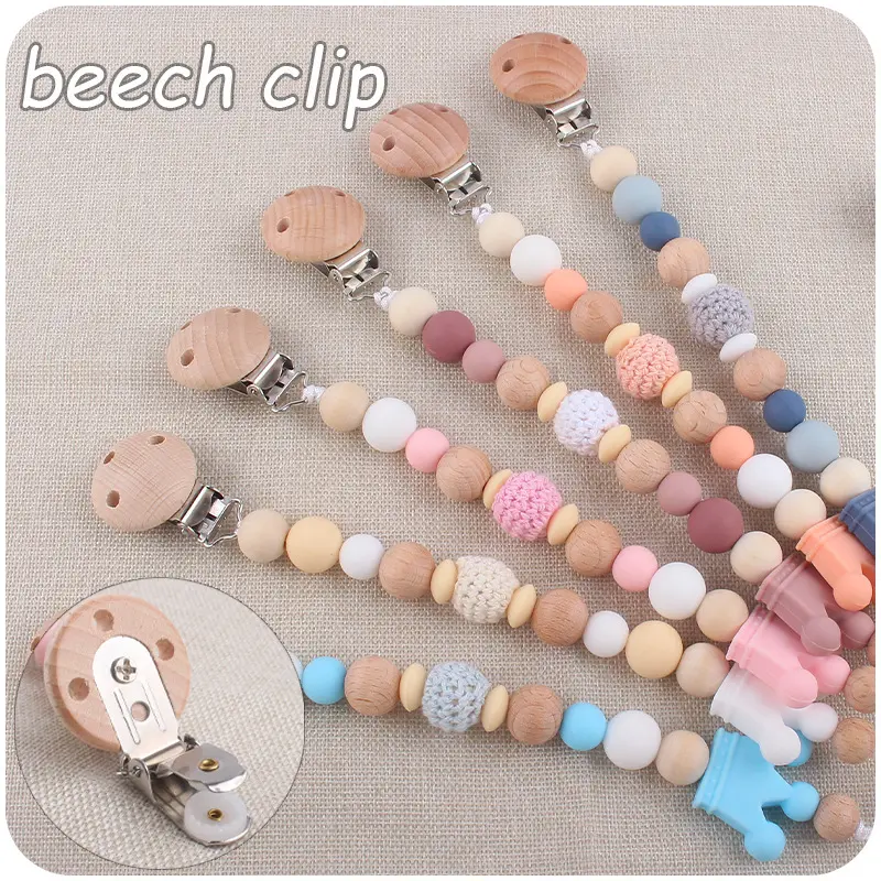Baby Pacifier Chain Silicone Beads Soother Nipple Clip Infant Dummy Holder Strap for Baby Chew Toy Teether Teething BPA Free