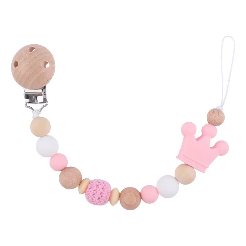 Baby Pacifier Chain Silicone Beads Soother Nipple Clip Infant Dummy Holder Strap for Baby Chew Toy Teether Teething BPA Free
