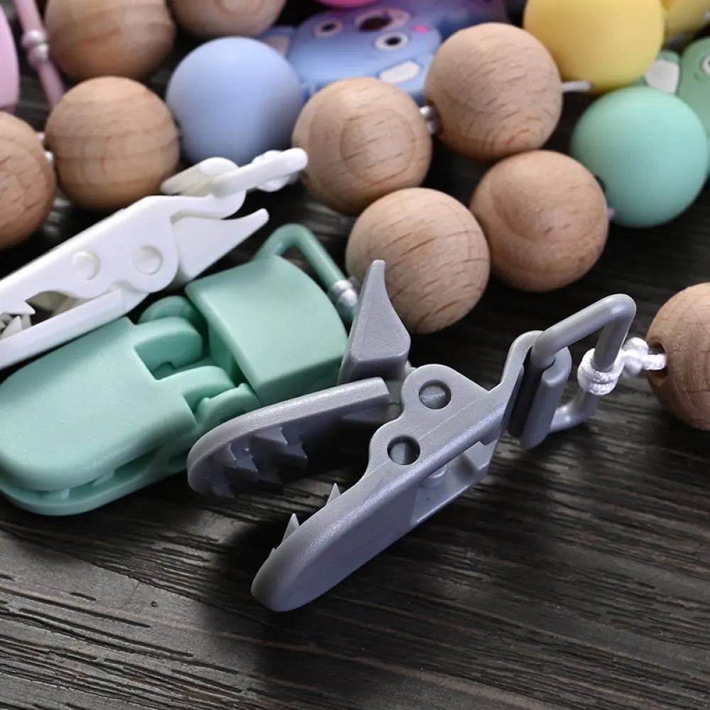 Wood Teether For Baby Pacifier Chain Nursing Chew Toys Gift Baby Pacifier Clips Holder Silicone Cartoon Animal Teething Chain
