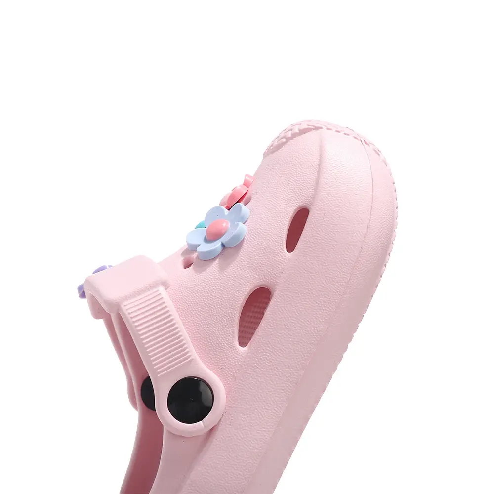 New Flower Flat Solid Non-Slip Sandals Summer Children's Shoes For Girls Casual Soft PVC Beach Sandal Quick-drying Outdoor Shoes