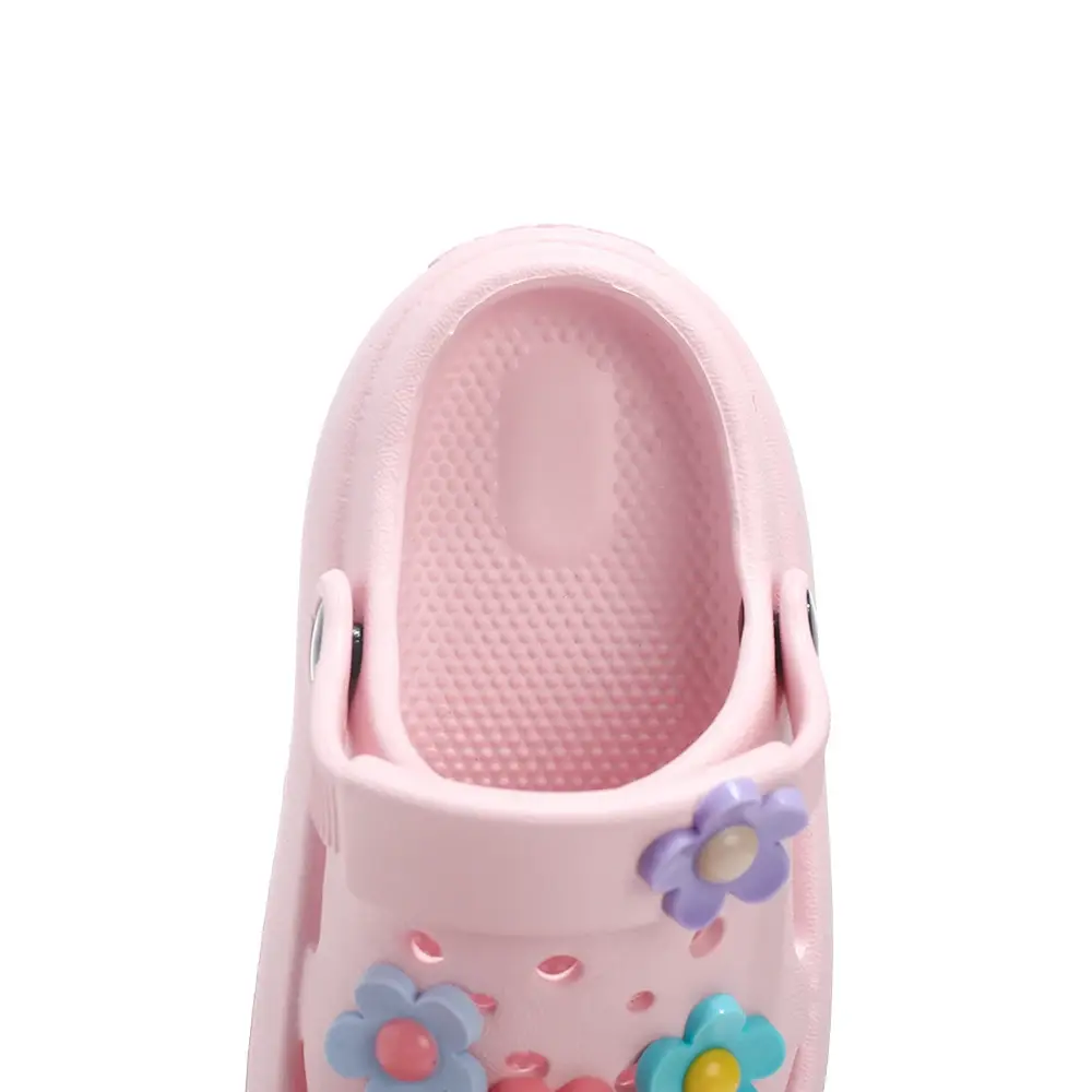 New Flower Flat Solid Non-Slip Sandals Summer Children's Shoes For Girls Casual Soft PVC Beach Sandal Quick-drying Outdoor Shoes