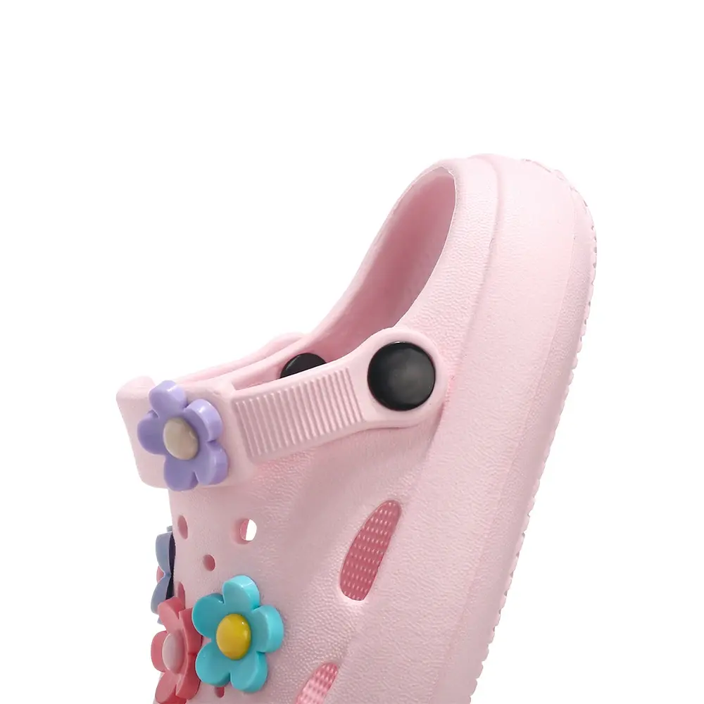 New Flower Flat Solid Non-Slip Sandals Summer Children's Shoes For Girls Casual Soft PVC Beach Sandal Quick-drying Outdoor Shoes