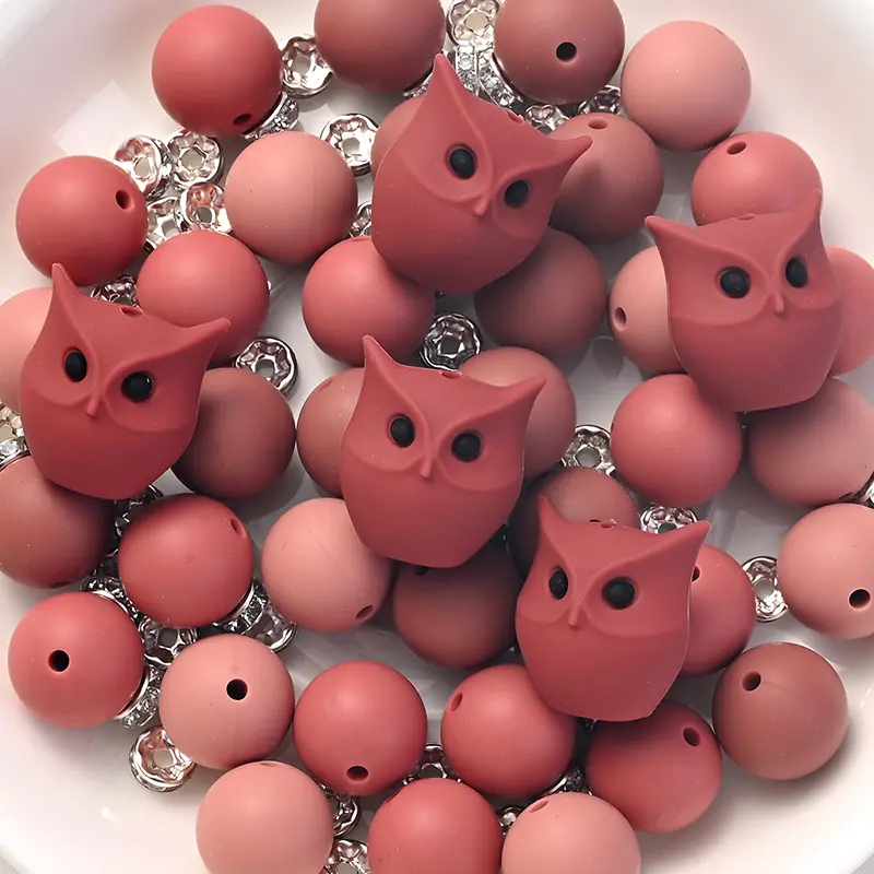 32Pcs New SIlicone Beads Round Animal Shape Focal Beads DIY Pacifier Chain Bracelets Jewelry Making Teether Accessories