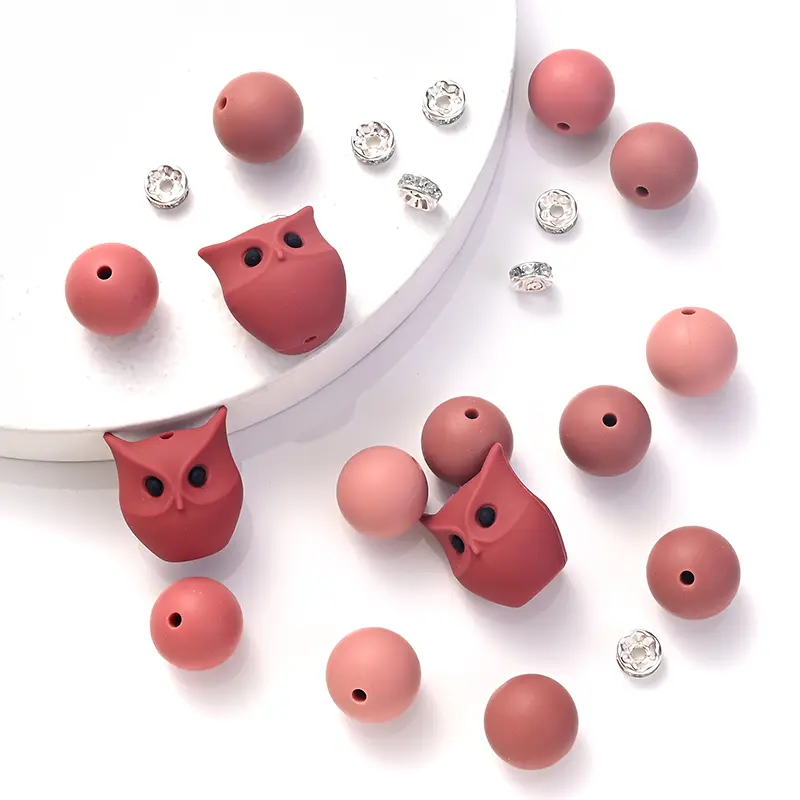 32Pcs New SIlicone Beads Round Animal Shape Focal Beads DIY Pacifier Chain Bracelets Jewelry Making Teether Accessories