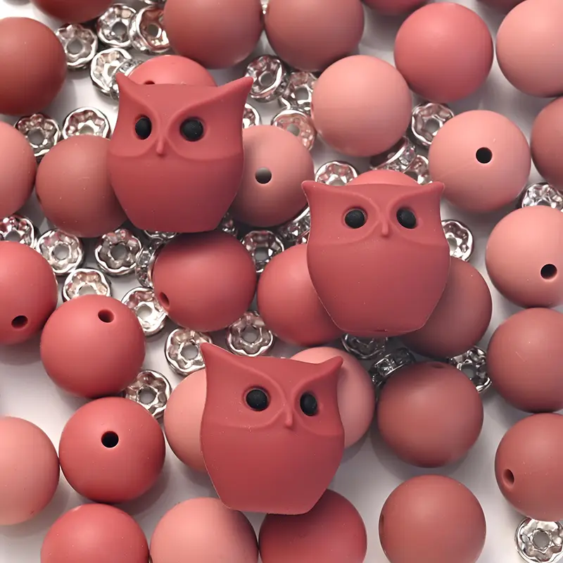 32Pcs New SIlicone Beads Round Animal Shape Focal Beads DIY Pacifier Chain Bracelets Jewelry Making Teether Accessories