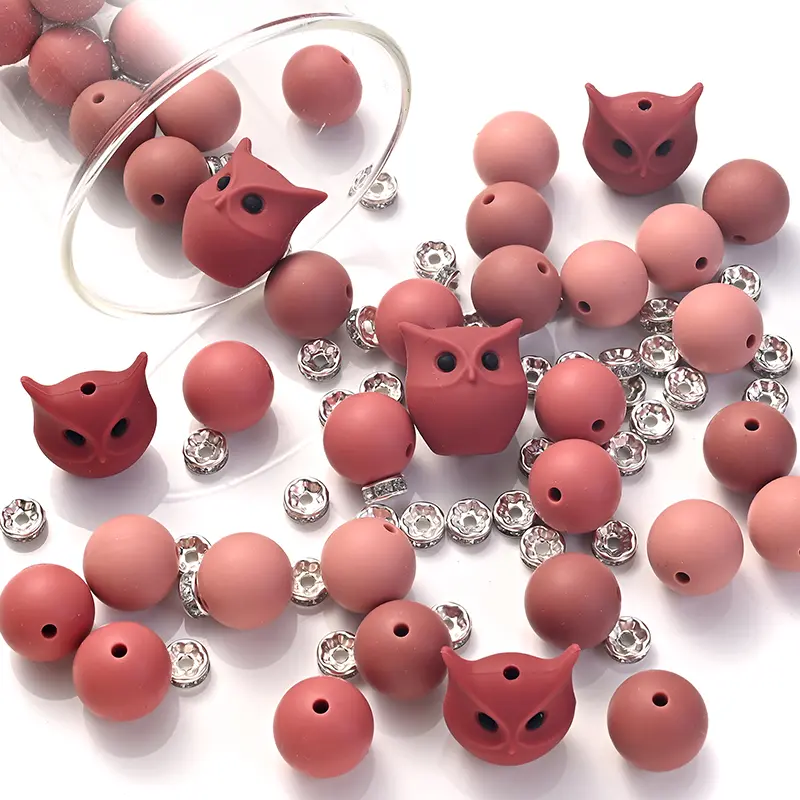 32Pcs New SIlicone Beads Round Animal Shape Focal Beads DIY Pacifier Chain Bracelets Jewelry Making Teether Accessories