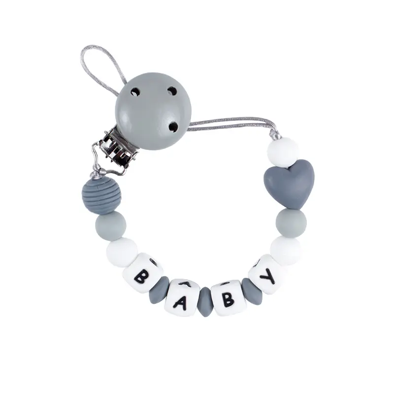 Baby Nipples Clips Silicone Teething Beads Baby Birthday Shower Gift Baby Pacifier Clip Chain Personalized Name Dummy Holder