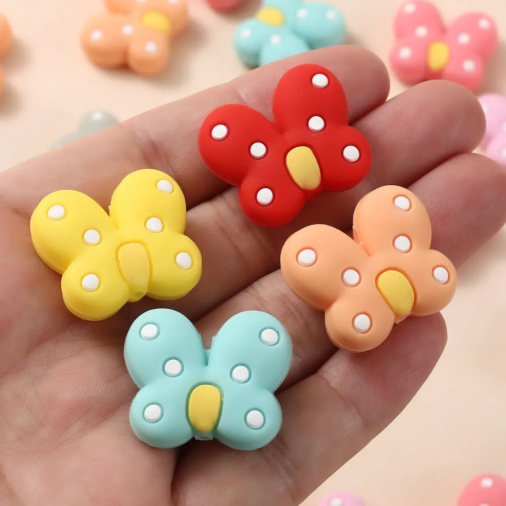 10Pcs 23x27mm Cartoon Animal Butterfly Silicone Beads Food Grade Teether Beads DIY Nursing Toy Pacifier Chain Necklace Bracelet