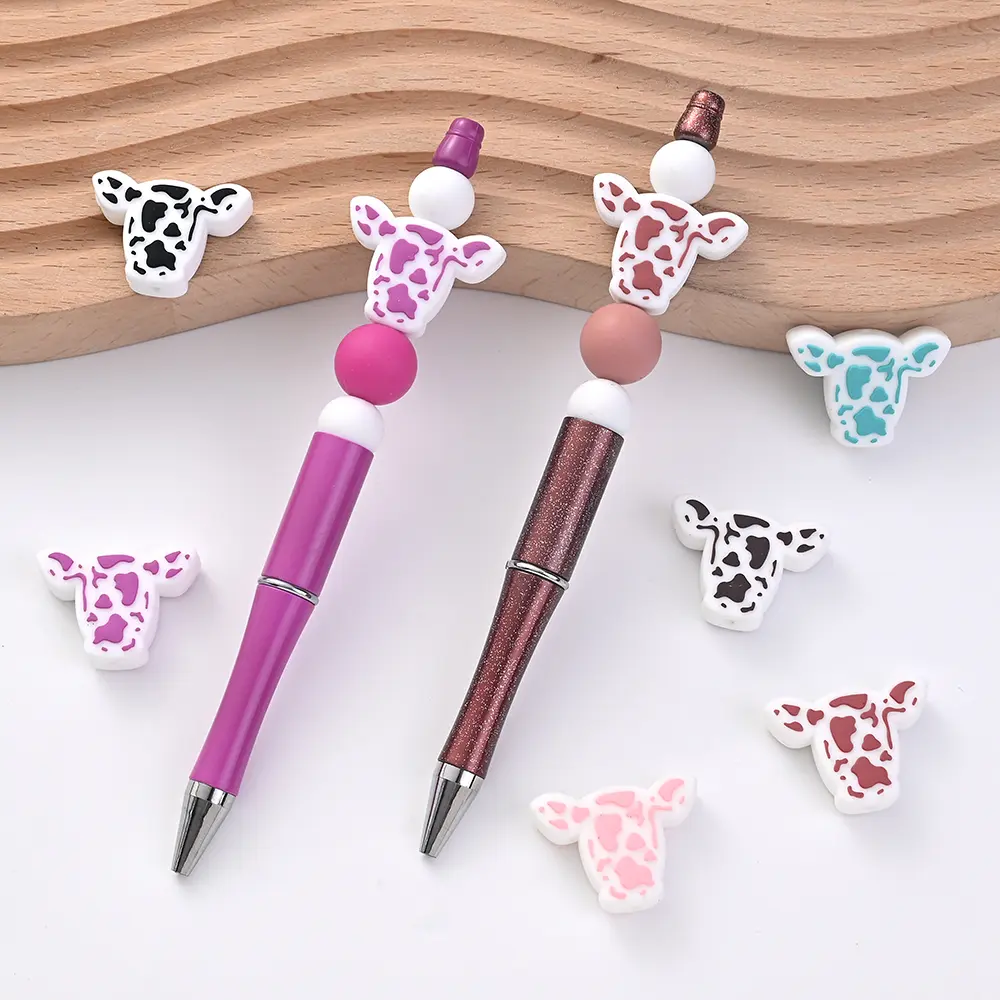 10pcs Cartoon Silicone Animal Design Food Grade Focal Teether Beads Baby Chew Toy Teething Necklace DIY Nursing Jewelry Making