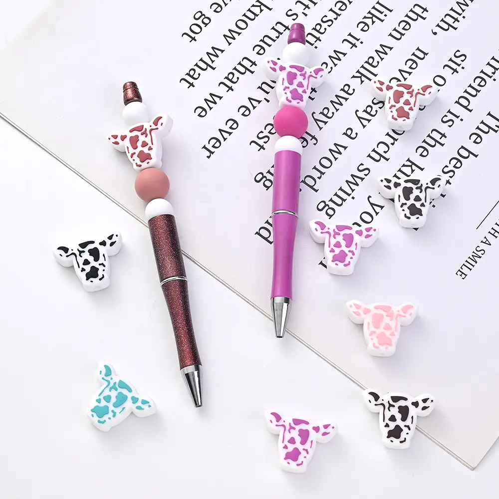 10pcs Cartoon Silicone Animal Design Food Grade Focal Teether Beads Baby Chew Toy Teething Necklace DIY Nursing Jewelry Making