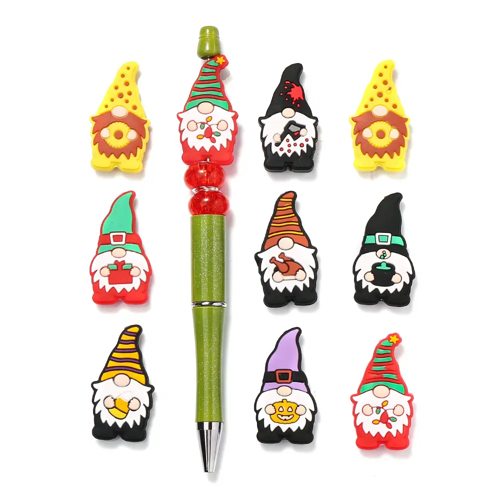 10Pcs Cartoon Dwarf Shape Baby Silicone Teether Beads BPA Free Food Grade Newborn Chewing Pacifier Chain Accessories Tooth Toys
